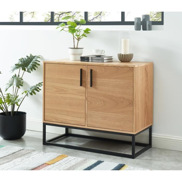 Buffet BRIXTON placage frêne 2 portes 90cm Buffet BRIXTON placage frêne 2 portes 90cm
