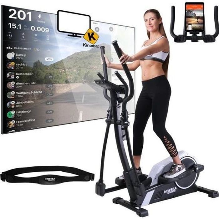 Velo Elliptique Professionnel Silencieux Ecran Multifonction Moniteur Frequence Cardiaque avec Ceinture Thoracique Incluse Cdiscount Sport