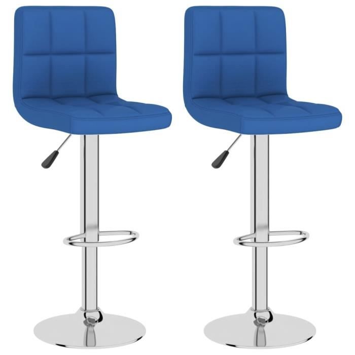Tabourets de bar - BEST - Lot de 2 - Bleu Tissu - Hauteur réglable - Repose-pied intégré Tabourets de bar - BEST - Lot de 2 - Bleu Tissu - Hauteur réglable - Repose-pied intégré