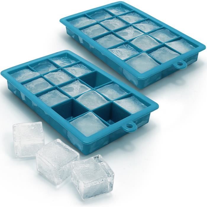 igadgitz Home 2x Bac à Glaçons en Silicone Alimentaire 15 Ice Cubes Pouding Gelée Chocolat