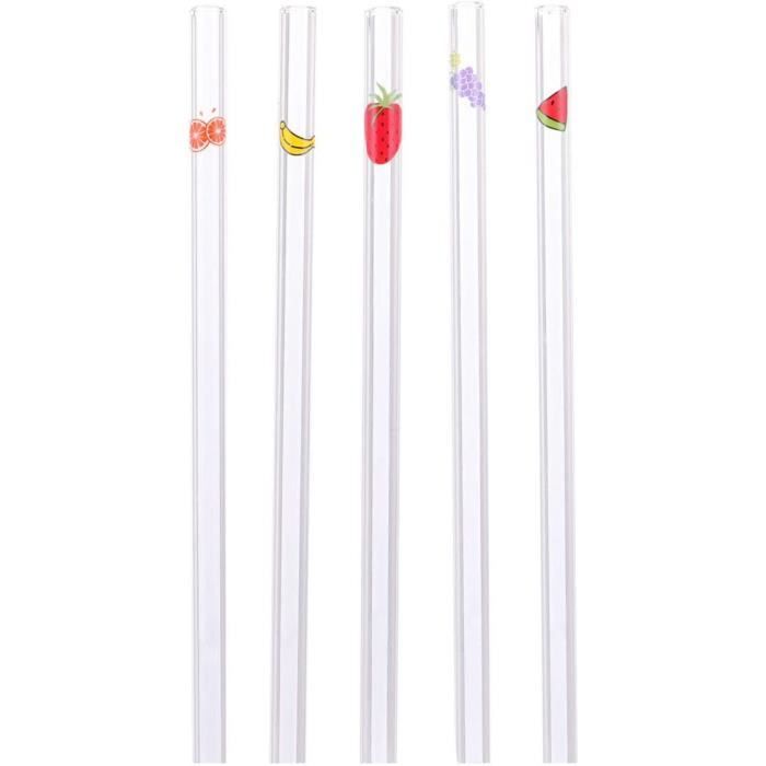 Alternatives Plastique 20 Pailles En Verre Réutilisables - 10 Droites Et 10 Courbées Avec 5 Brosses Nettoyage - Écologiques Brosses Nettoyage Incluses