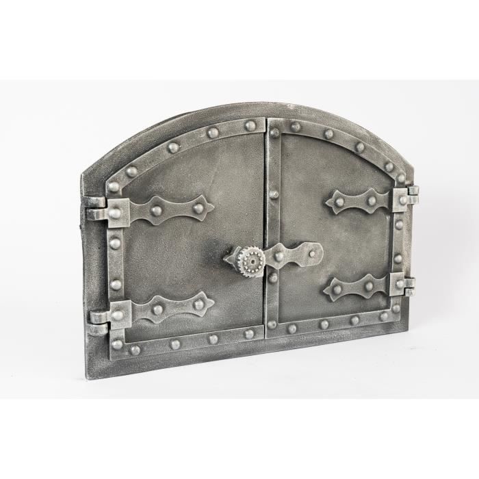 SEZAM Porte de four double en fonte avec loquet de porte aspect rivet porte de four à pizza four pain porte de four en pierre