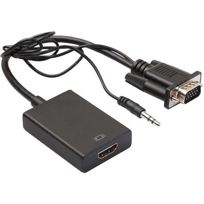 Adaptateur VGA vers HDMI avec audio Male Convertisseur VGA vers femelle HDMI  Ordinateur portable vers téléviseur