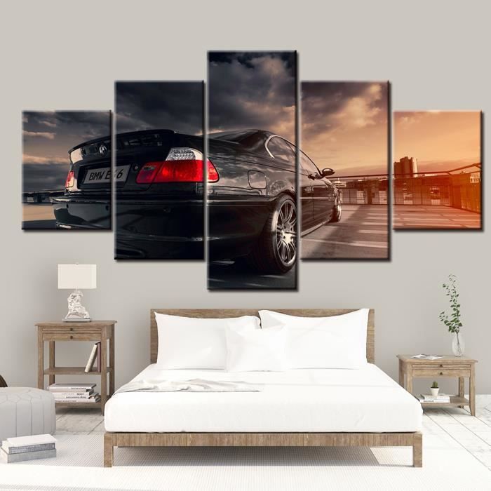 IXSD-208 Peinture de voiture de sport BMW E46, 5 panneaux, décor de maison  pour salon, tableau mural, toile d'art mo(Sans cadre) - Cdiscount Maison