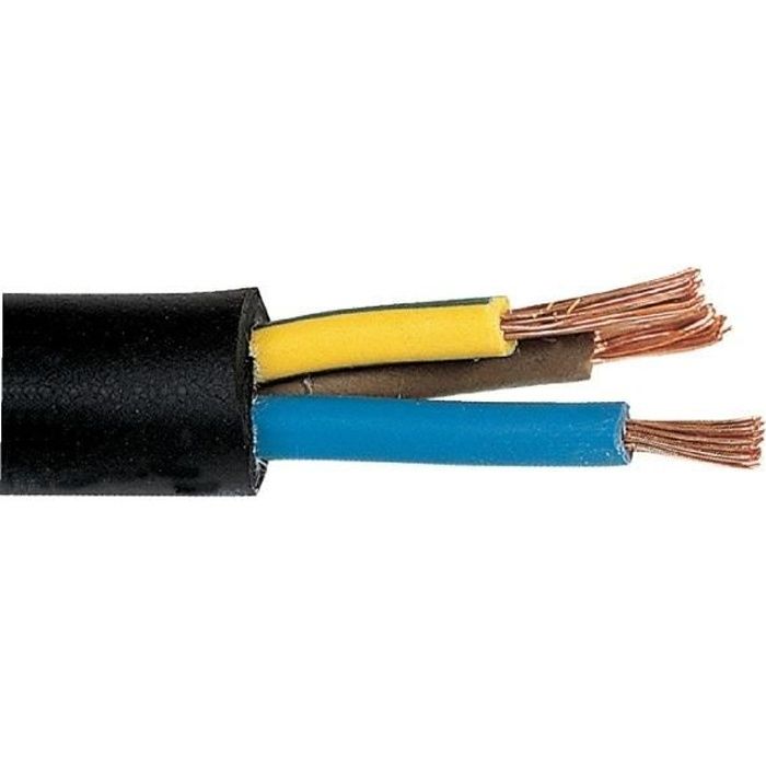 Câble électrique gaine caoutchouc H05RR-F 2G1,5 noir 350/500V 100m - Vente  en ligne de matériel électrique