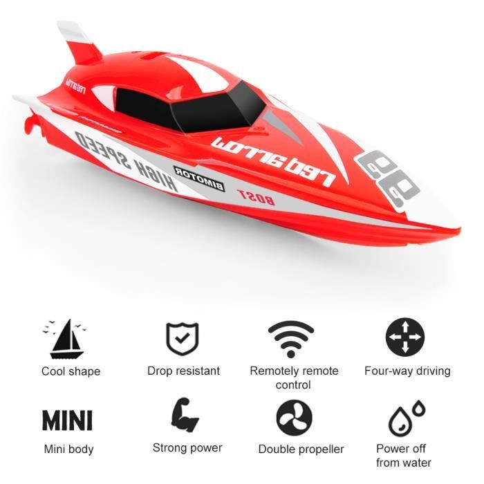 Bateau Telecommande RC à Grande Vitesse,Mini périssoire radiocommandé  Portable Cadeau Enfant Jouet（Rouge) - Cdiscount Jeux - Jouets