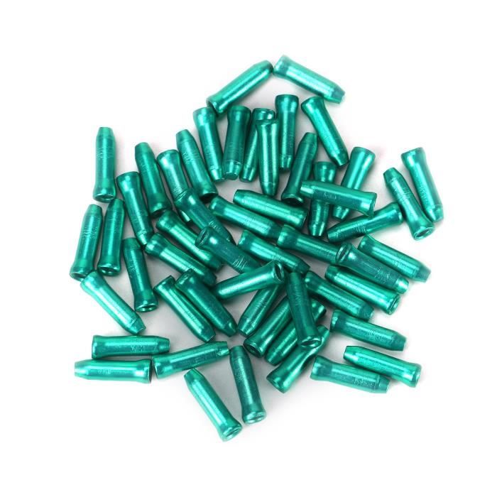 Lot De 50 Embouts De Câble De Frein VTT En Alliage D'aluminium - Bleu - Compatibles Avec VTT, Route, Vélo Pliable