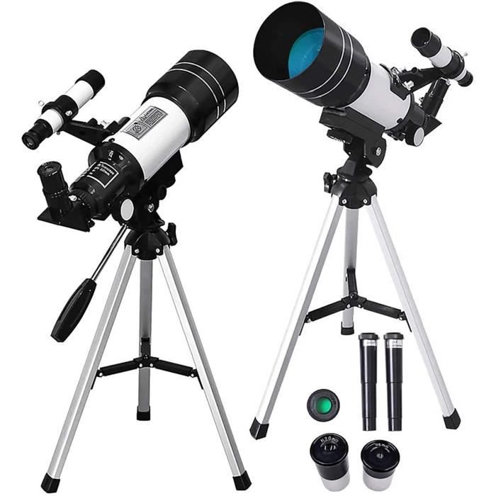 Télescope Débutants 70mm - 300mm Focale, Avec Trépied Réglable, 2 Oculaires, Adaptateur Smartphone Pour Observation Ciel Et Nature - 3