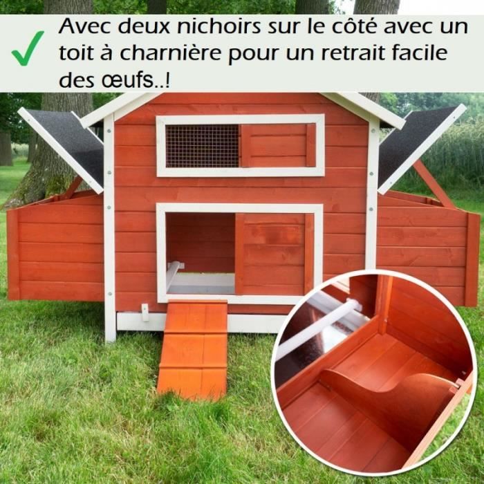 Comparer les prix de Poulailler en bois - Betty - Modèle 158 - Rouge - 171 x 90 x 113 cm - Pour canards