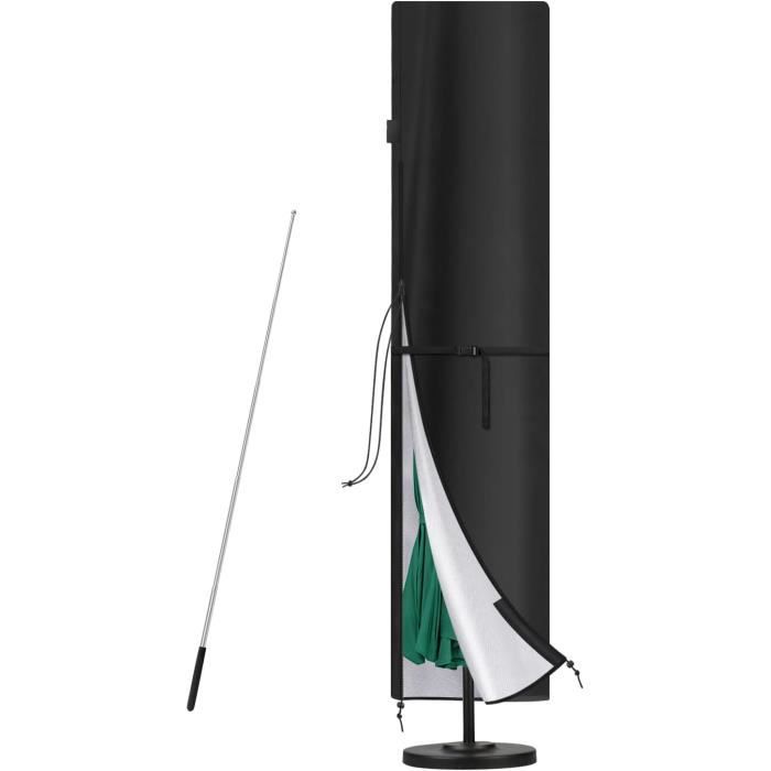 HEIMUNI Grande Housse Parasol Deporte de 3m 4m 5m, Housses pour Parasol de Jardin Imperméable Housse Parasol Plage avec Tige Couverture pour Parasol Déporté Bâche Parasol Anti-UV (295x80x80cm