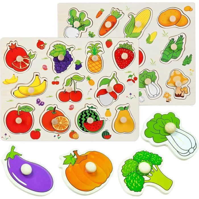 Ensemble De Cuisine En Bois Vautvis – 16 Pièces Fruits, Légumes, Couteaux, Planche – Boîte De Rangement – Dès 3 Ans – Cadeau Fille/garçon