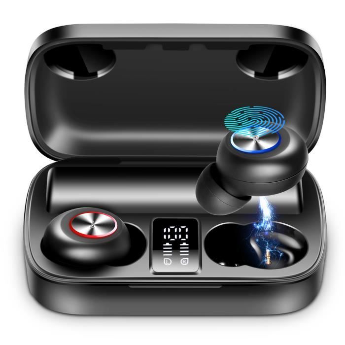 Écouteurs Bluetooth V5.0 Casque sans Fil Touch réduction de Bruit stéréo 3D HD Oreillette Microphone intégré et étui de Chargement Écouteurs pour Apple Airpods/Android/iPhone 