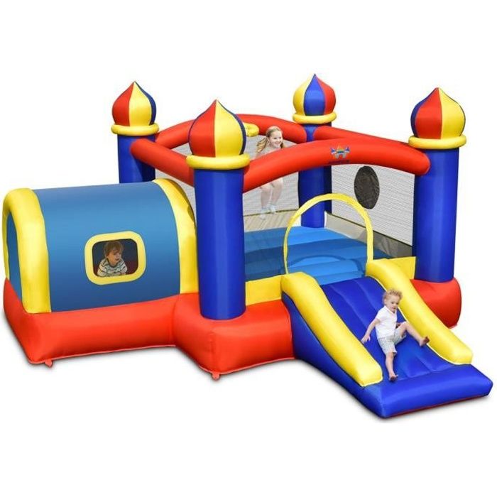 COSTWAY Structure Gonflable pour Enfants Long Toboggan Petite Maison Panier de Basket ball et Cible de Balle Sac sans Gonfleur Cdiscount Jeux Jouets