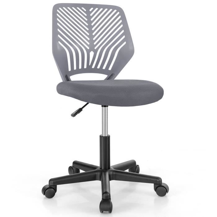 costway chaise de bureau ergonomique en maille, hauteur du siège réglable 41-53 cm, pour enfant, adolescent, adulte, gris