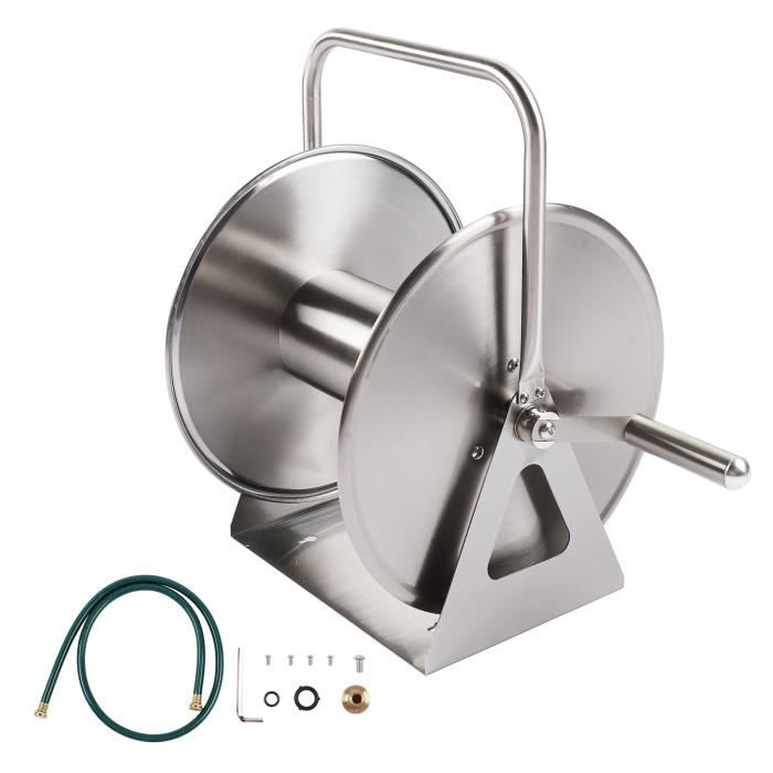Enrouleur De Câble 3 Roulements Acier Inoxydable 52x28x35cm - Support Tuyau Arrosage Et Câble
