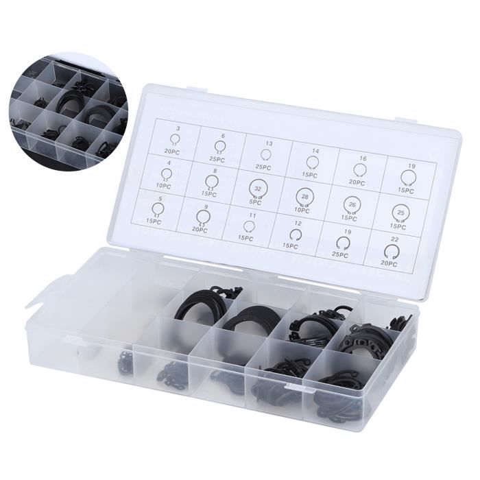 Kit De 225 Circlips Intérieurs Et Extérieurs - 18 Tailles Avec Boîte De Rangement