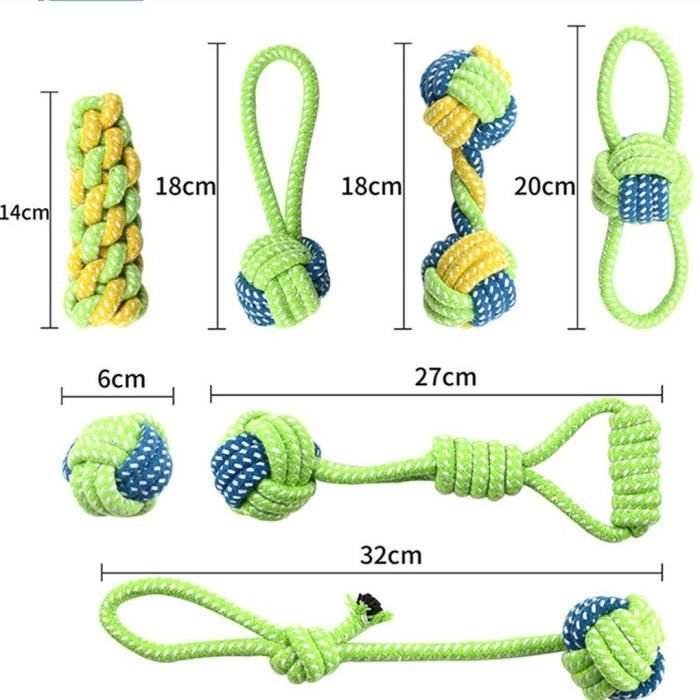7 pcs / lot Chien Jouets Pet Chiot Dents Propre En Plein Air Traning  Amusement Jouer Vert Corde Balle Jouet pour Grand Petit Chat Ch - Prix pas  cher - Cdiscount