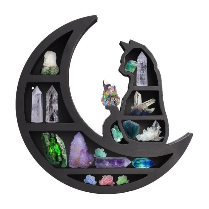 Couronne D'Halloween Forme Chat Lune Avec Roses Noires - Décoration De Porte Gothique - 35x38 Cm - Matériau PP - Pour Intérieur - 2