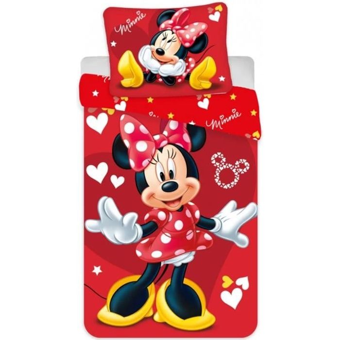 Parure De Lit Bebe Fille Minnie Mouse Disney Housse De Couette 100x135 Taie D Oreiller Cdiscount Maison