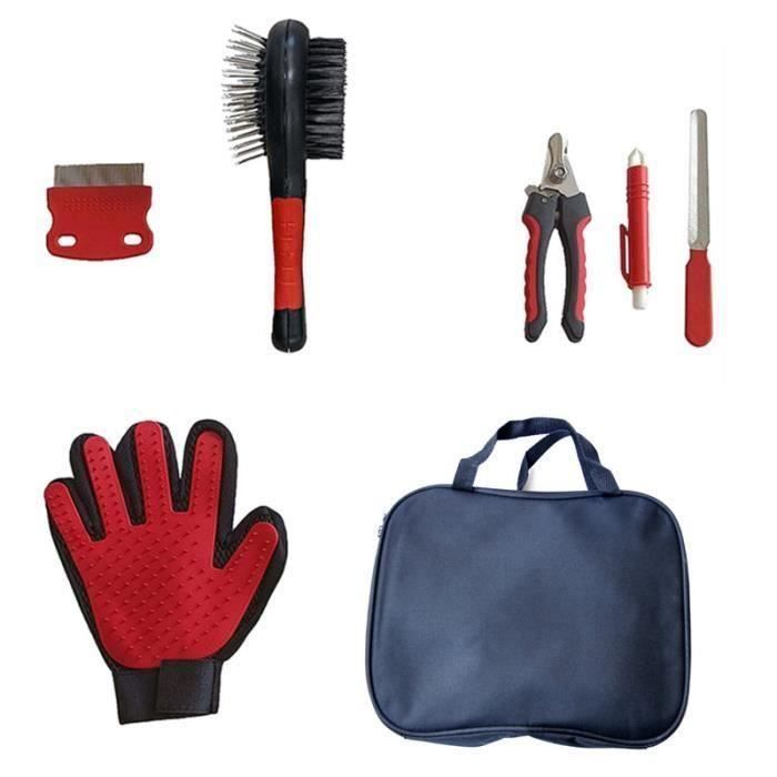 Kit De Toilettage Pour Chevaux 12 Pièces - Brosses, Sac, Grattoir - Noir - Ueemph