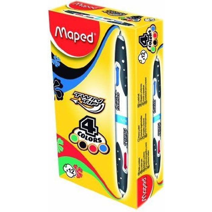 Maped stylo à bille 4 couleurs Twin Tip, noir / blanc