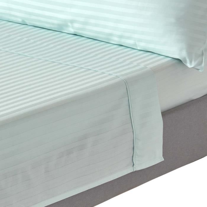 Drap plat - Homescapes - Satin de coton égyptien - 330 fils - Rayé - 230 x 255 cm Drap plat - Homescapes - Satin de coton égyptien - 330 fils - Rayé - 230 x 255 cm