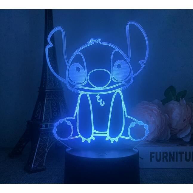 Stitch Lampe 3D Capteur Intelligent Changement Tactile Dessin Animé 7  Couleurs LED Chevet Lumière d'ambiance,Cadeaux d'anniversaire - Cdiscount  Maison