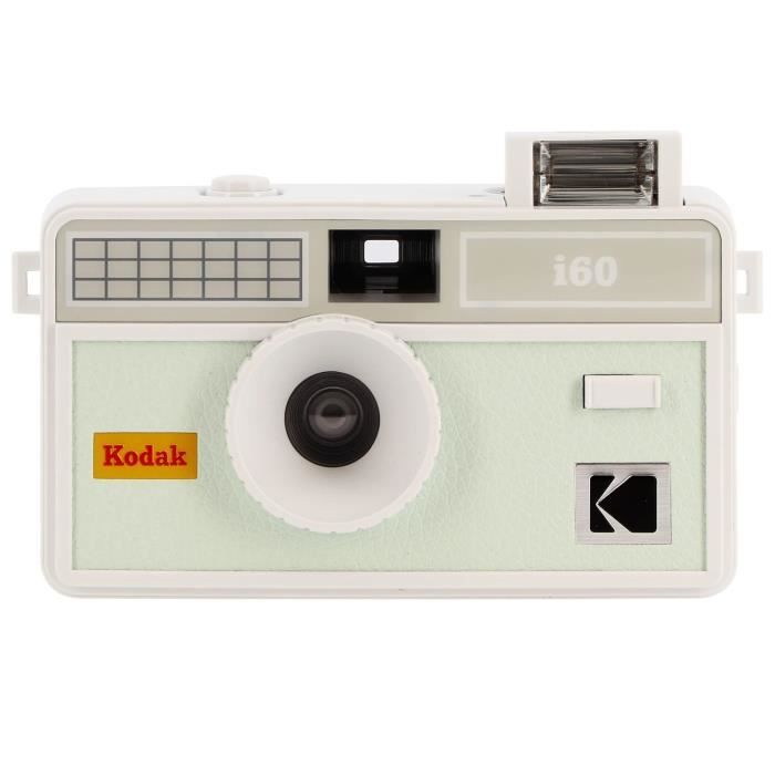 Appareil photo rechargeable KODAK i60 35mm - Blanc/Bud Green - Objectif grand-angle de 31mm - Flash rétractable