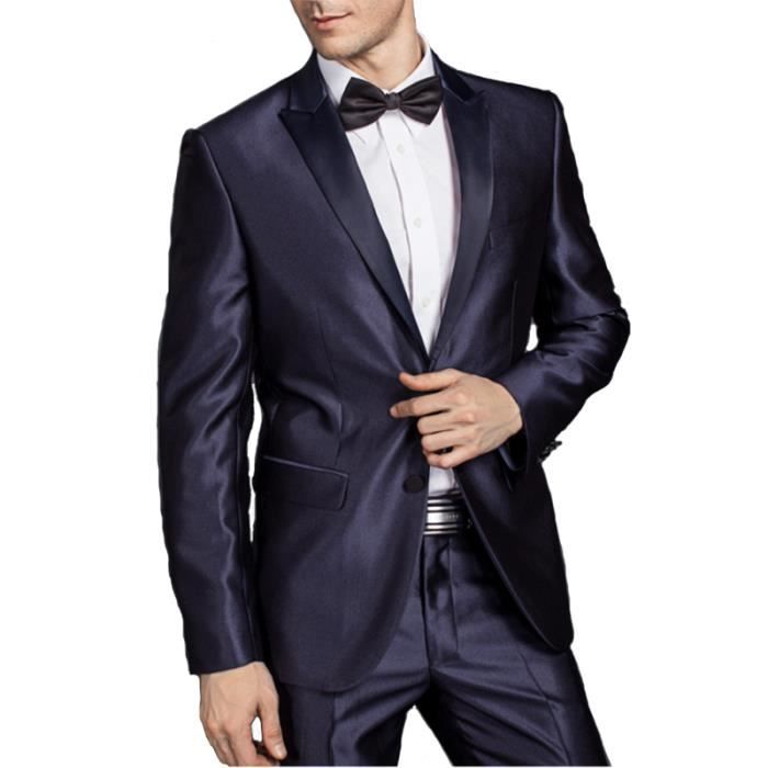 Costume Homme 2 Pieces Mariage Tenue De Soiree Fete Blazer Veste Homme Bleu Marine Cdiscount Pret A Porter