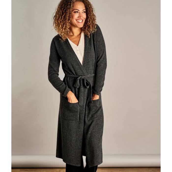 Woolovers Robe De Chambre Luxueuse Femme Cachemire Merinos Anthracite Fonce Anthracite Achat Vente Robe Soldes Des Le 15 Juillet Cdiscount