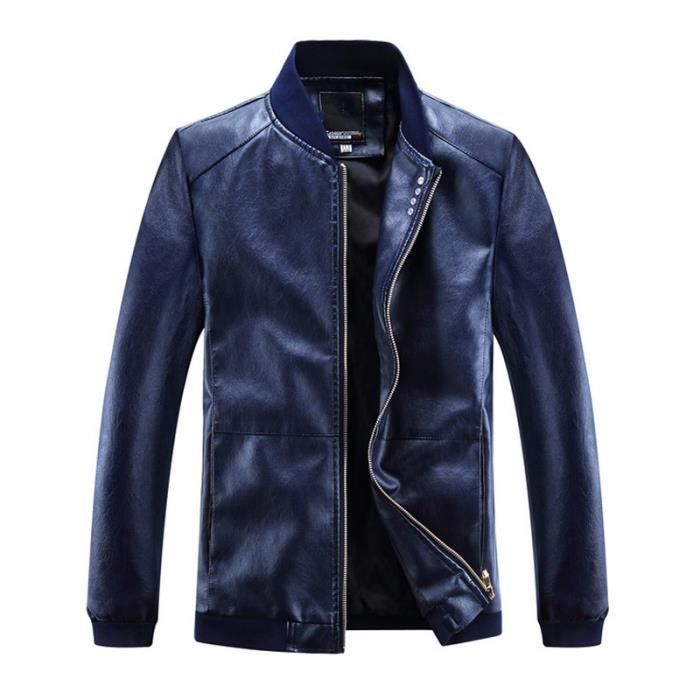 Veste en Cuir Homme Mi-saison Fashion Casual Couleur unie Coupe