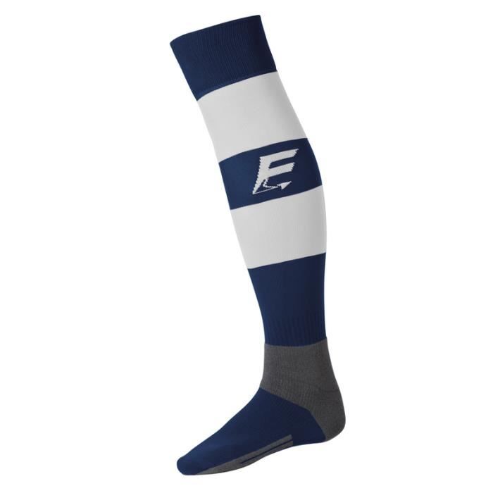 FXV CHAUSSETTES DE RUGBY RAYEES MARINE-BLANC