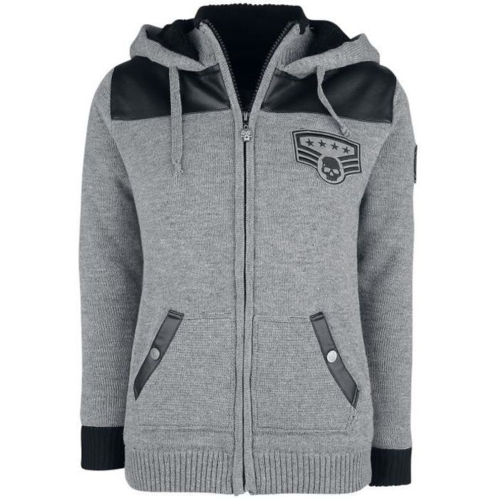 Rock Rebel By Emp Veste A Capuche Doublee Polaire Femme Sweat Shirt Zippe A Capuche Gris Gris Cdiscount Pret A Porter