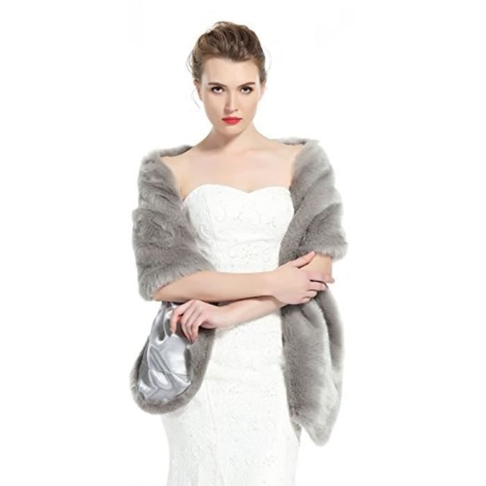 Châle Étole Fausse Fourrure Femme - Écharpe Chaude Mariage Soirée