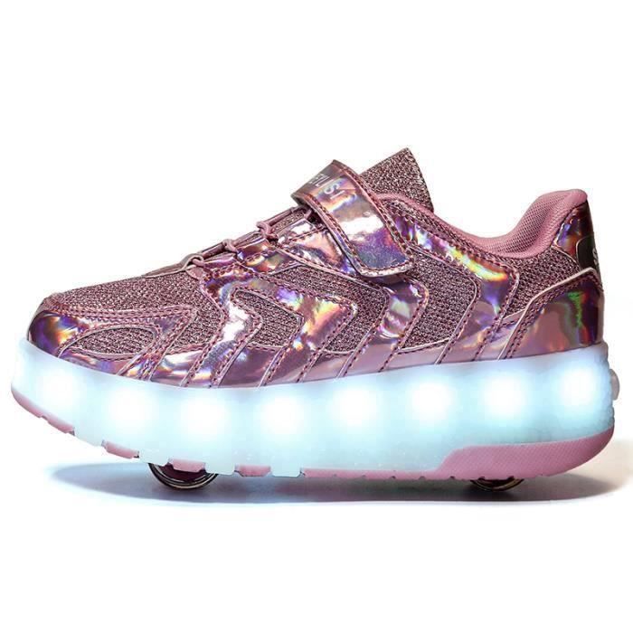 Baskets Enfants LED Chaussures Roller Skateshoes USB Charge À Roulettes