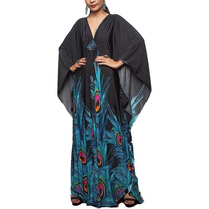 Robe de Plage Femme Tunique Caftan Grande Taille Kaftan Boheme Maxi Longue Fluide Ete couleurs couleurs multiples Couleurs multiples Cdiscount Pret a Porter