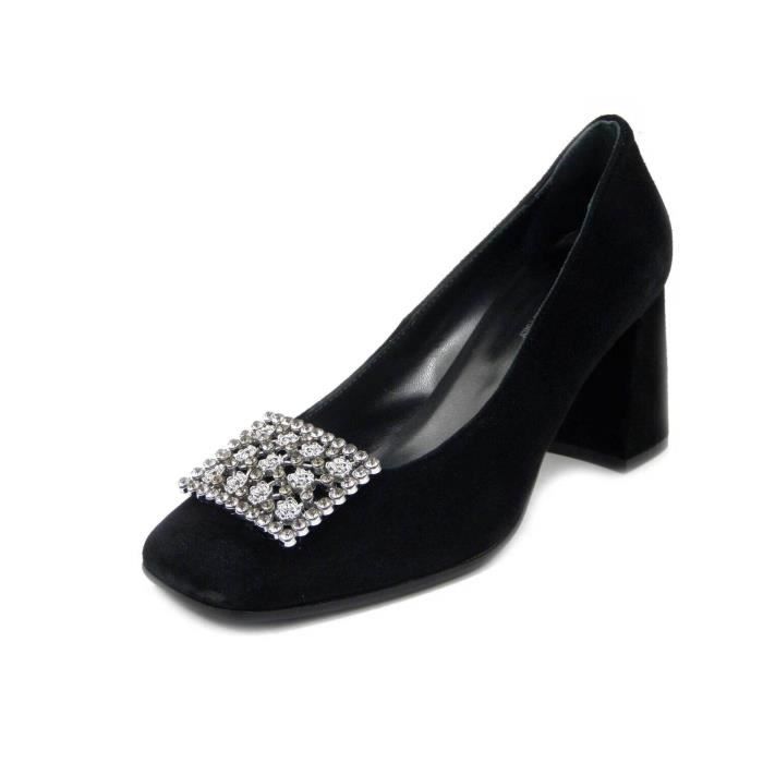 Escarpins Renato Nucci En Daim Noir - Talon Carré 8,9 Cm - Taille 38 - Occasion Très Bon État