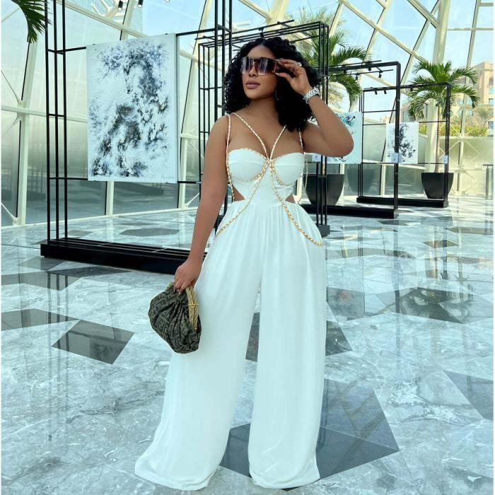 Femme Combishort Combinaison Courtes d ete sexy Chic Glamour Moulante Boheme blanc M Cdiscount Pret a Porter