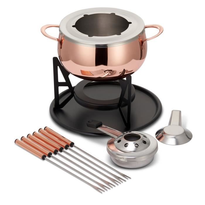 Service à Fondue Mäser En Acier Inoxydable - Brûleur à Pâte Combustible - 6 Fourchettes