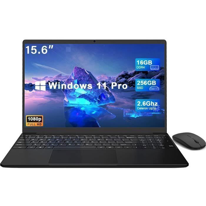Ordinateur Portable 15,6" Celeron N5095, 16 Go RAM, 512 Go SSD - Windows 11, écran FHD IPS, Clavier Rétroéclairé, Empreinte Digitale