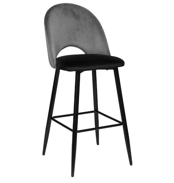 chaise de bar kara velours gris ardoise