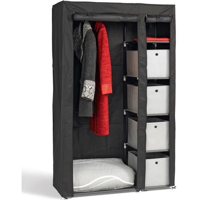 Armoire Penderie En Metal Et Tissu Refermable 177x108x45 Cm
