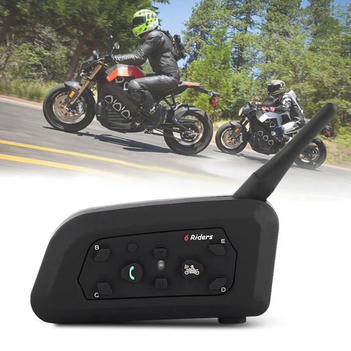 Qiilu Interphone Bluetooth Walkie-Talkie, 1x Bluetooth motorcycle intercom intercom headset V6 1200M 8H 6 rider Black moto embase