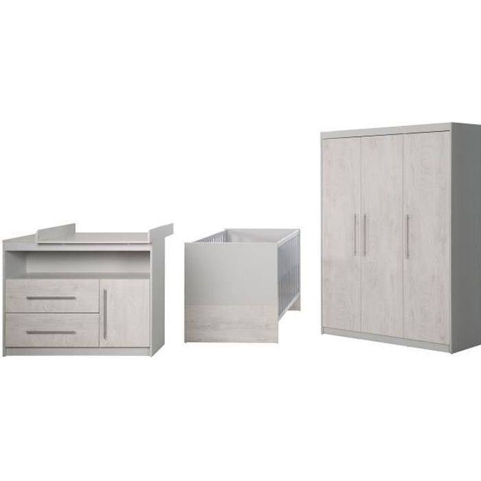 ROBA Chambre Bébé Complète Maren 2 - Lit 70x140 cm + Commode à Langer + Armoire