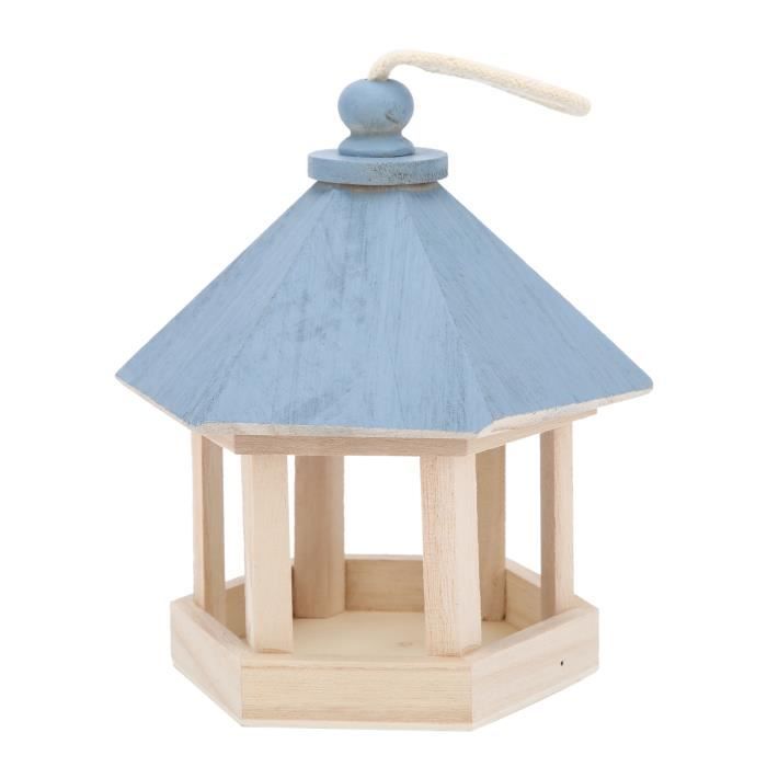 Meilleurs prix pour Mangeoire à oiseaux en bois avec toit - SALUTUYA - Bleu - Extérieur - Oiseau sauvage