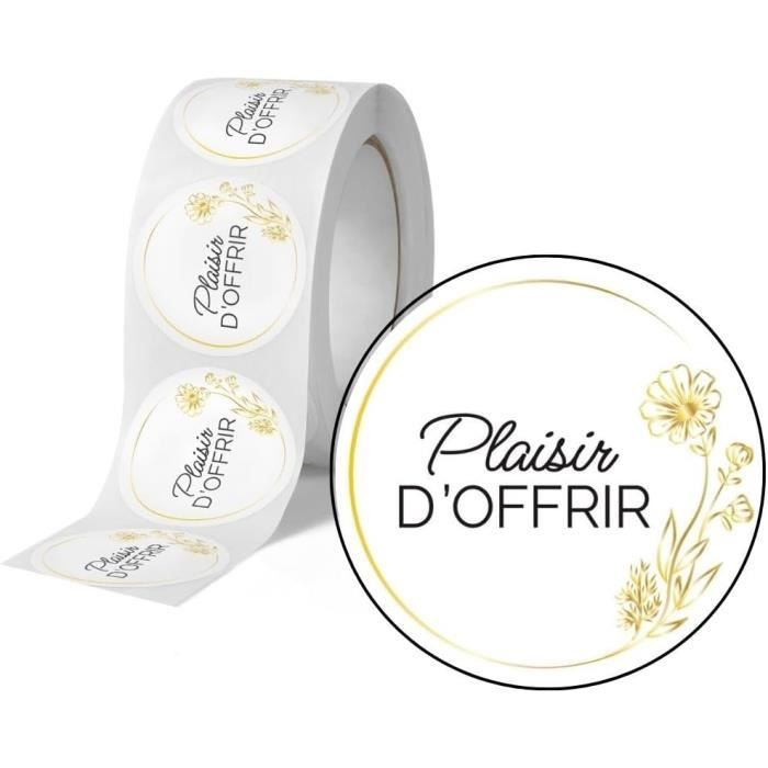 Avery - 500 étiquettes Plaisir D'Offir Rondes Autocollantes En Rouleau - Kraft Pois Noirs - 35 Mm - Plaisir D'Offrir - 1 Rouleau De 500 Stickers Pour Fleuristes, Entrepreneurs, Smallbusiness