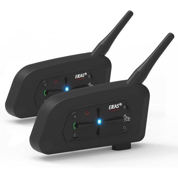 Intercom Moto Bluetooth MechKit - Portée 1000 M, IPX6 étanche, Batterie 25h, Haut-parleur Clair