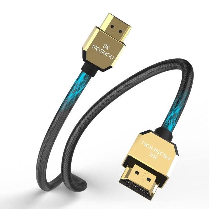 Cable HDMI 2.1 8K 4K 120Hz 2 mètres compatible HDR UHD eARC 48Gb/Sec. TechExpert