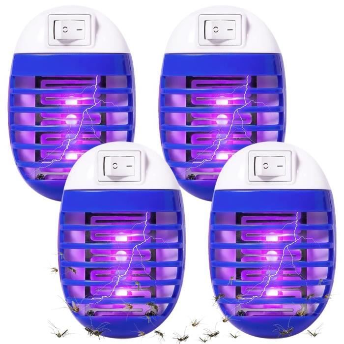 Moustique Tueur Lampe 4 Paquets, UV Lampe Anti-Moustique Intérieur, Tueur D'Insectes Electrique, Sûr Et Efficace, Destructeur De Mouches