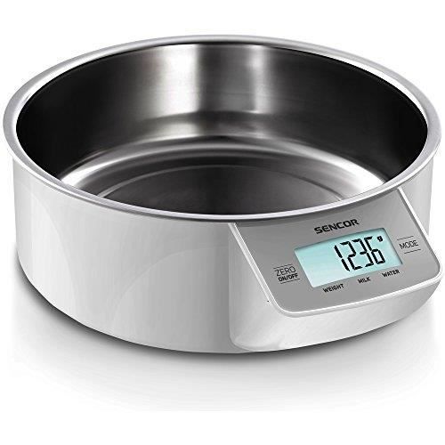 Sencor Balance de cuisine - SKS 4030WH - Acier inoxydable blanc - Écran LCD - Fonction tare